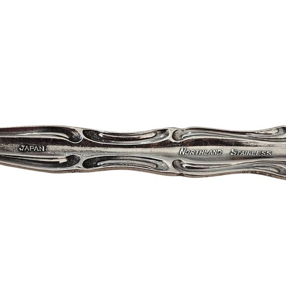 3 Northland model Soup Spoons inches stainless 90s vtg Baroque pierced floral in - Picture 9 of 11